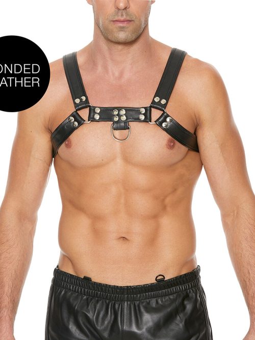 Ouch Chest Bulldog Harness Black Large to Xlarge